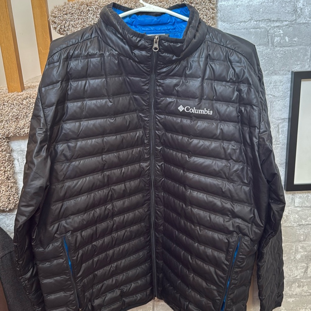 Columbia Men’s Puff Jacket Coat XL Full Zip Blue Liner